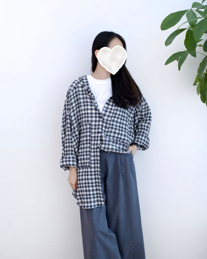 韓國長袖格仔裇衫