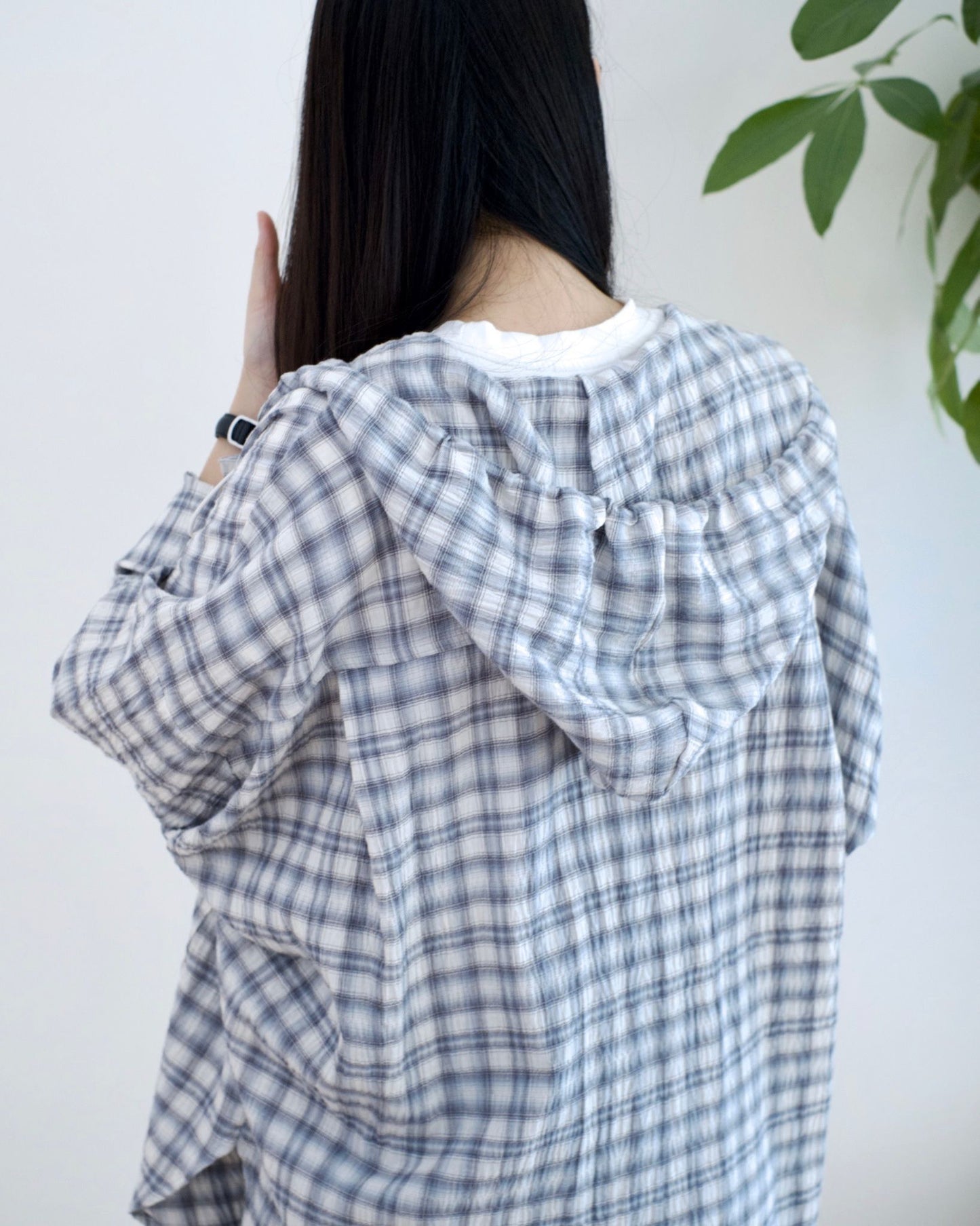 韓國長袖格仔裇衫