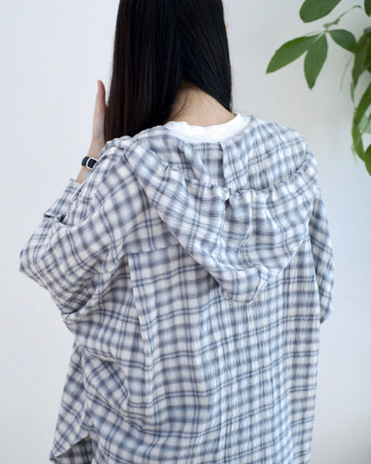 韓國長袖格仔裇衫