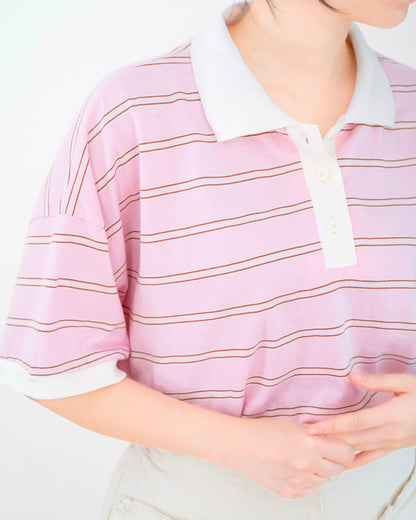 企領撞色橫間Polo