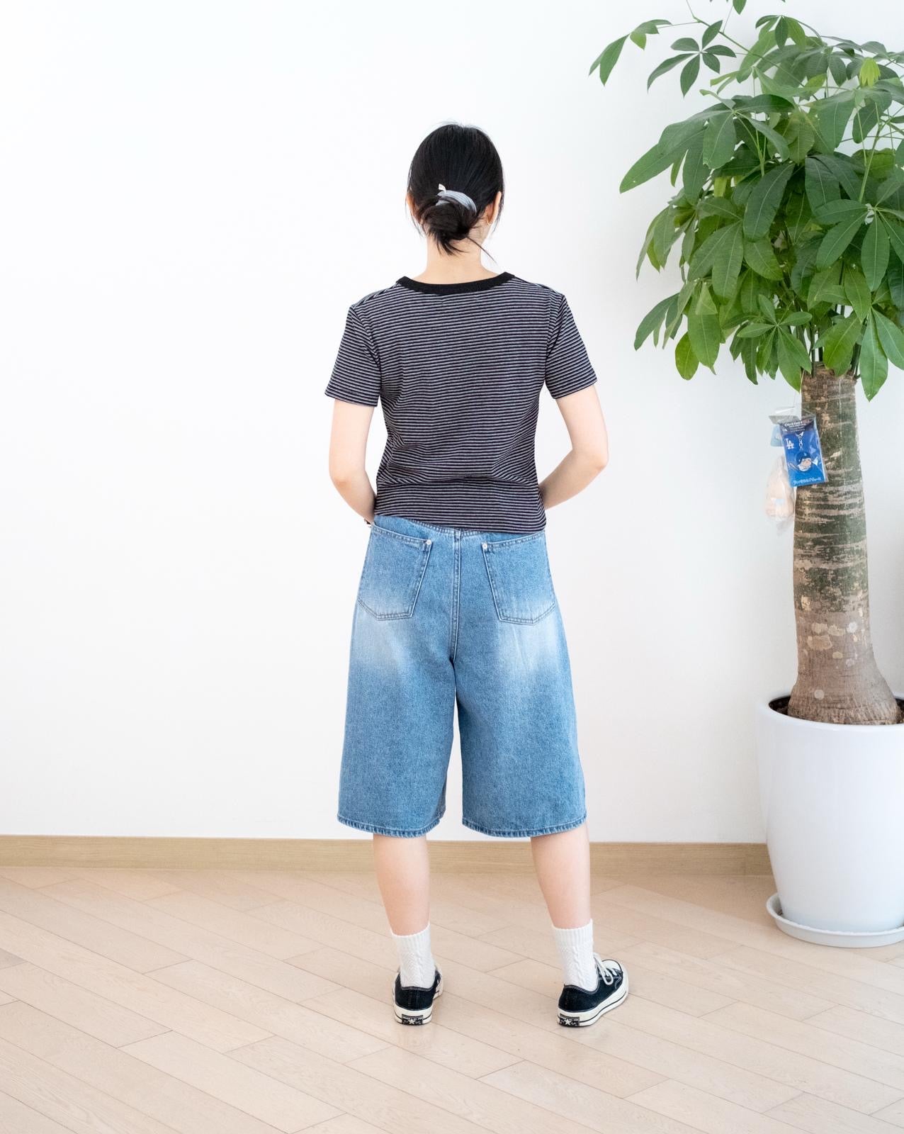 韓國鈕扣五分牛仔短褲