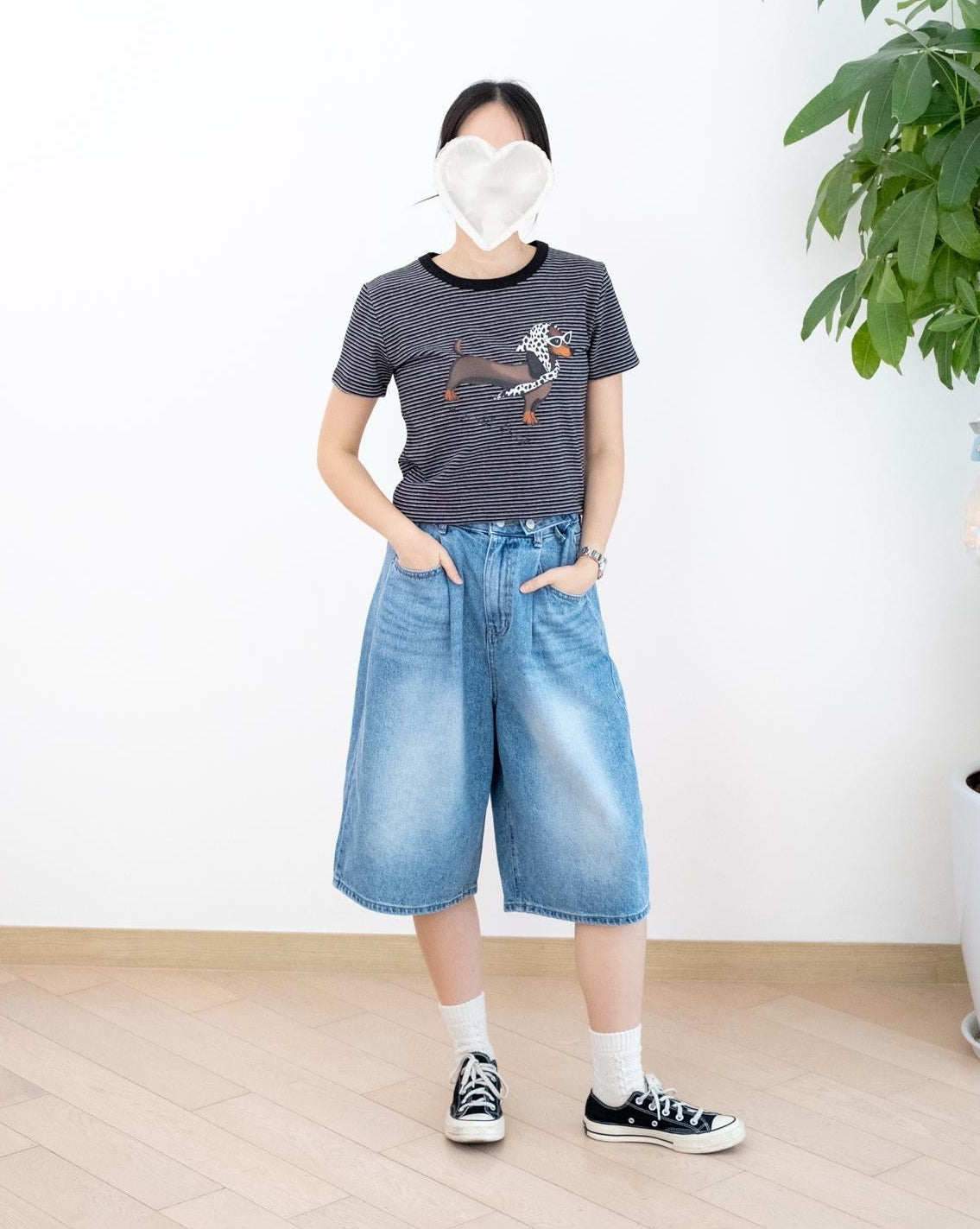 韓國鈕扣五分牛仔短褲