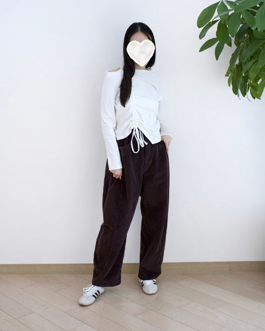 韓國燈芯絨彎刀休閑褲