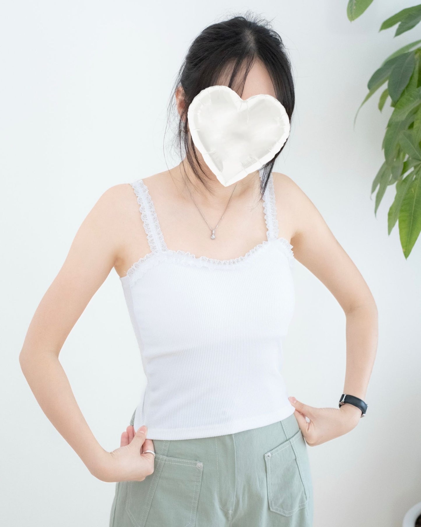 韓國花邊摺邊小吊帶