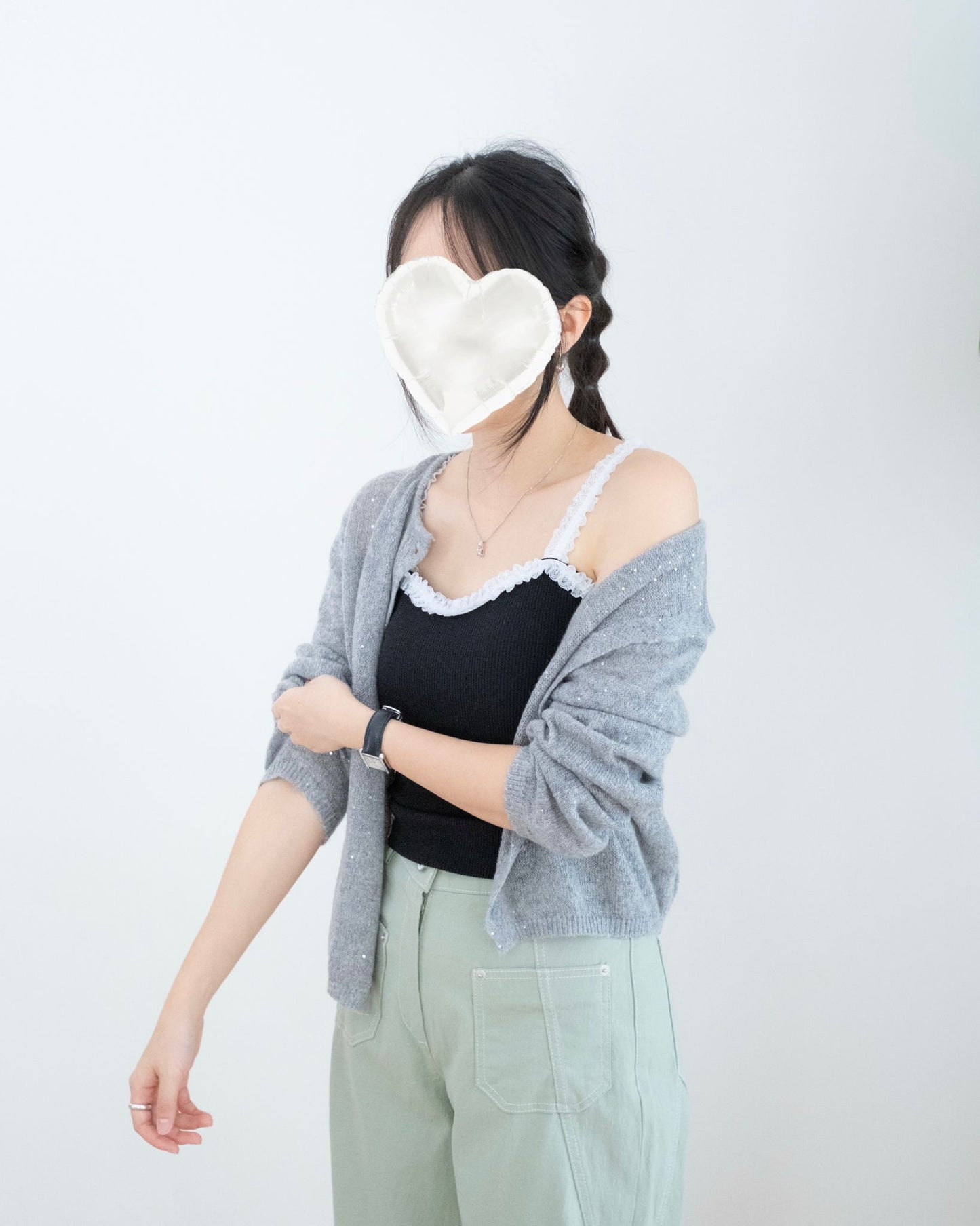 韓國花邊摺邊小吊帶