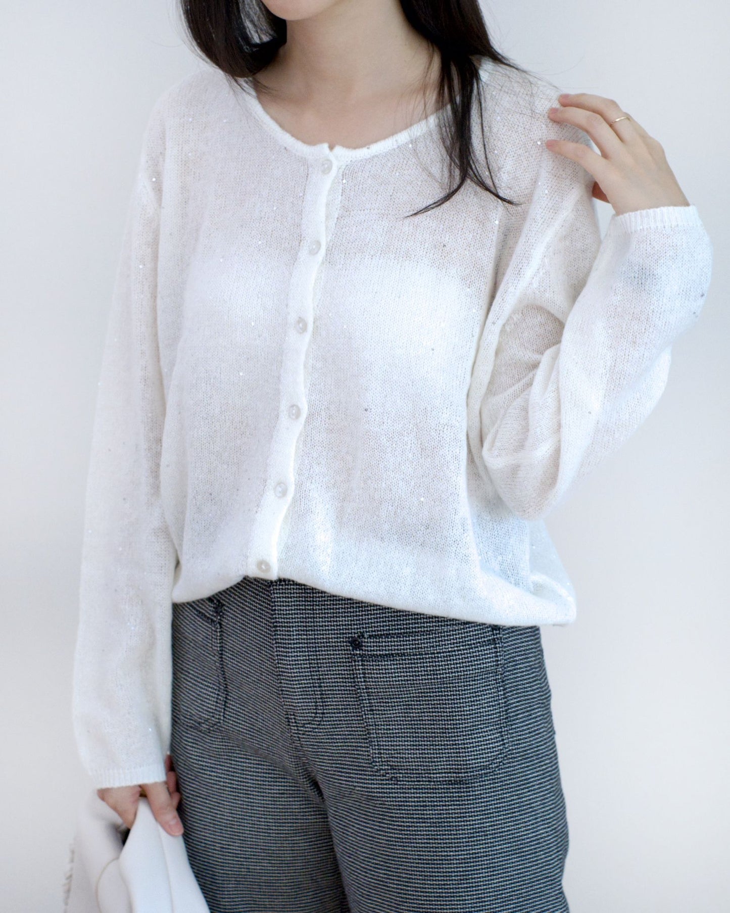 韓國閃閃珠片針織冷外套