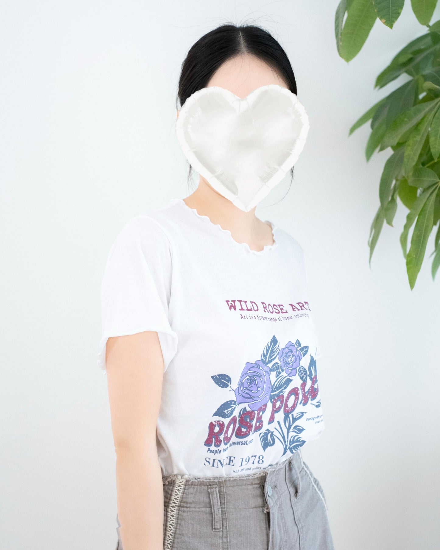 木耳邊短袖印花圖案Tee