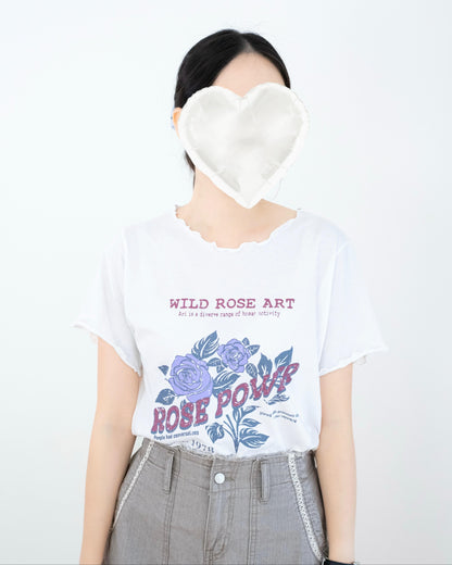 木耳邊短袖印花圖案Tee