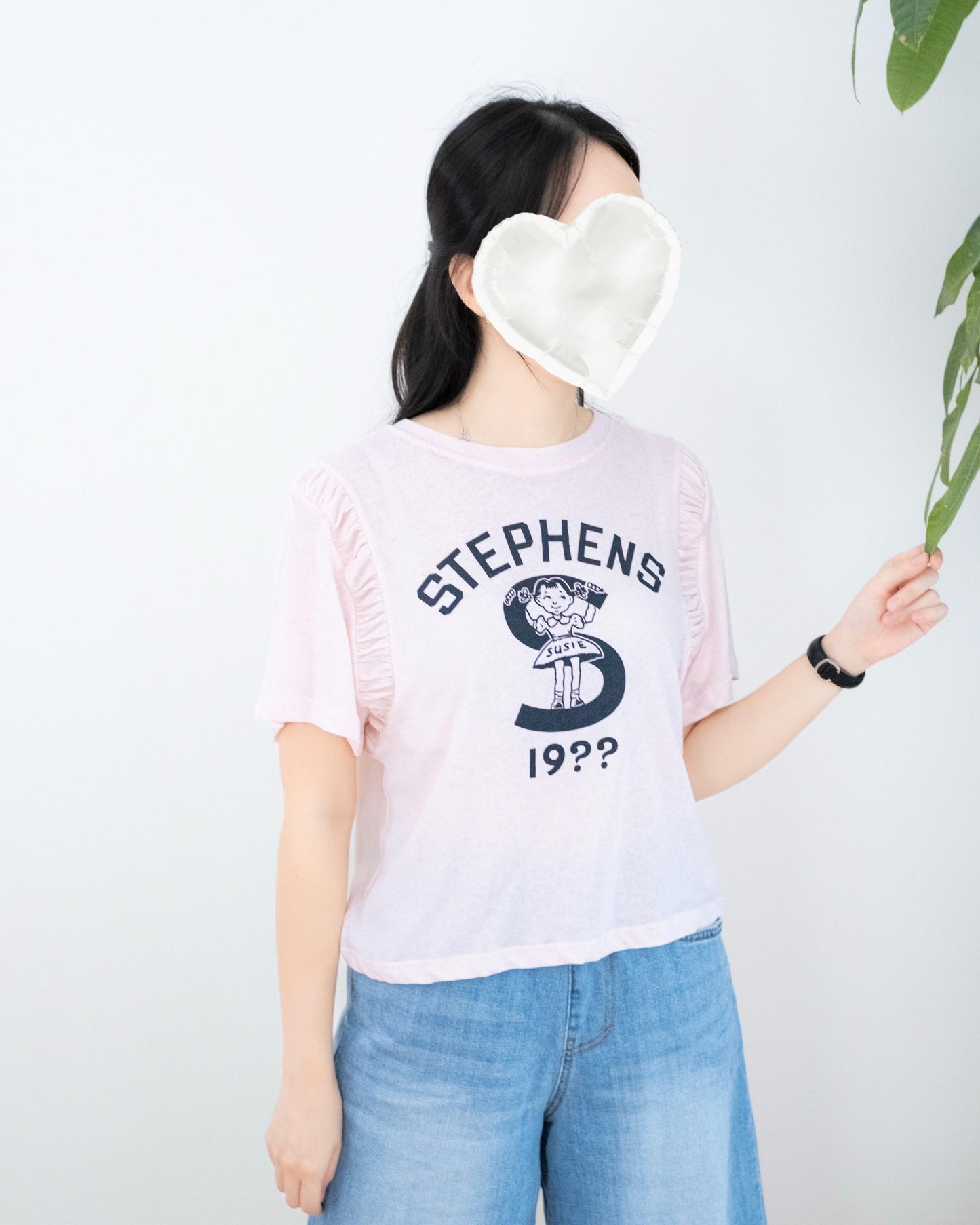 Ruffle手袖圖案Tee