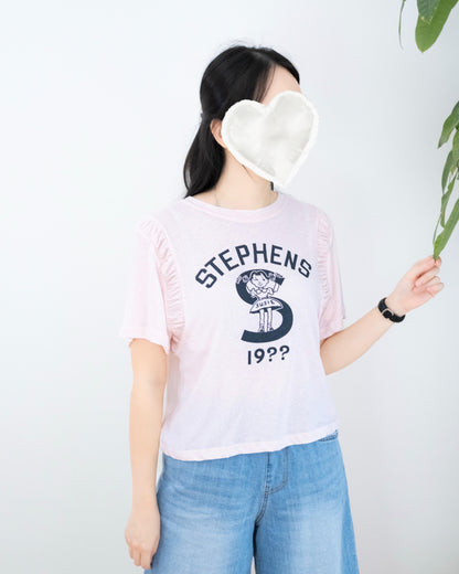 Ruffle手袖圖案Tee