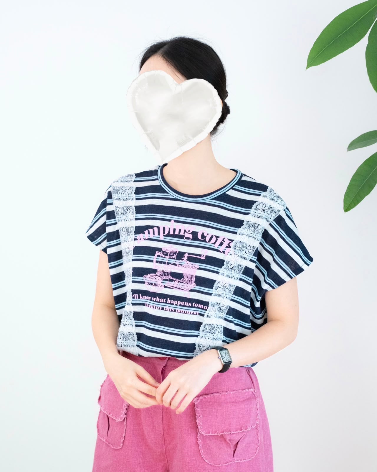 橫間印花Lace英文字Tee