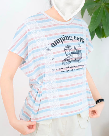 橫間印花Lace英文字Tee