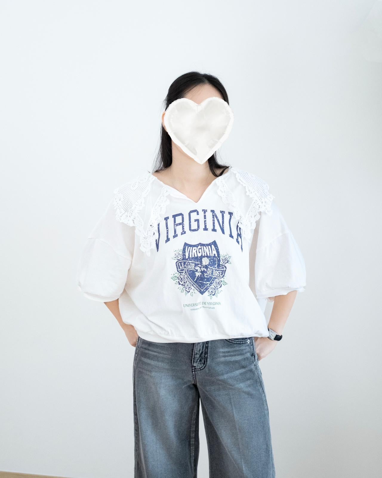 英文字Lace復古Top