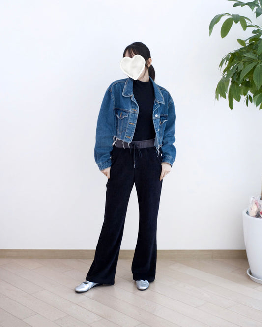 韓國併邊棉料休閑褲