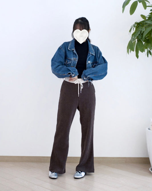 韓國併邊棉料休閑褲