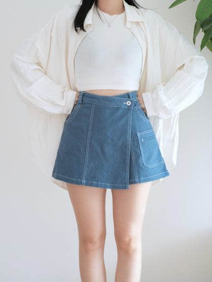 Moci 斜𝓬𝓾𝓽扯布裙褲