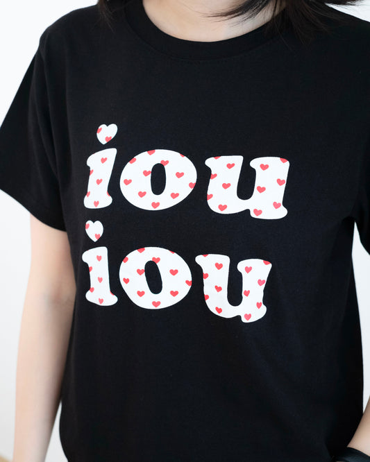 "IOU"印花心心圖案Tee