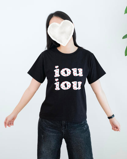"IOU"印花心心圖案Tee