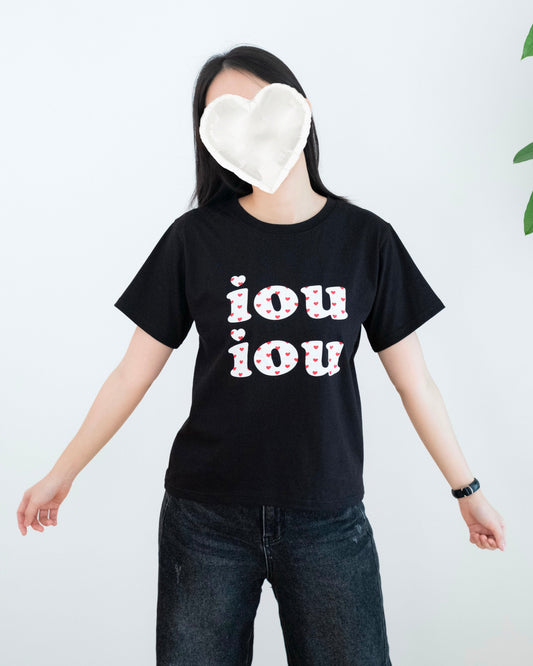 "IOU"印花心心圖案Tee