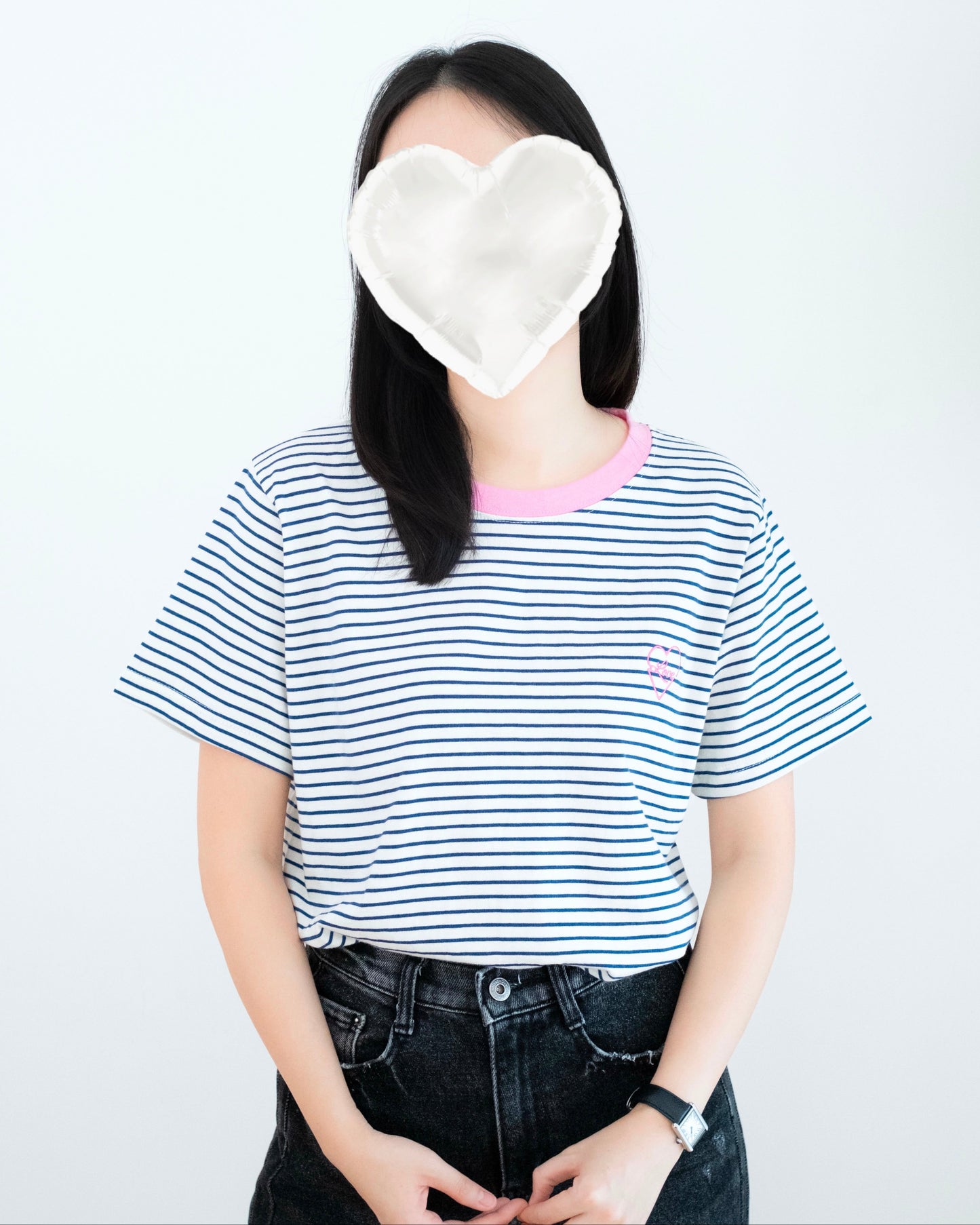 圓領撞色橫間Tee