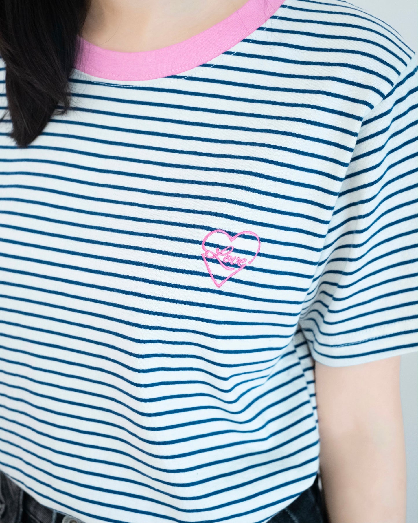 圓領撞色橫間Tee