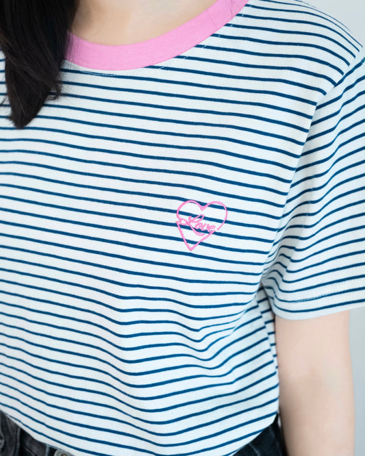 圓領撞色橫間Tee