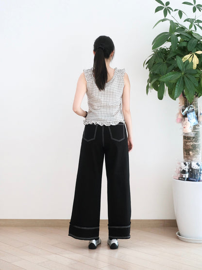 Moci 明線蘇蘇闊筒扯布褲