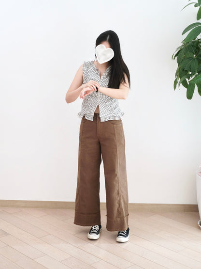 Moci 明線蘇蘇闊筒扯布褲