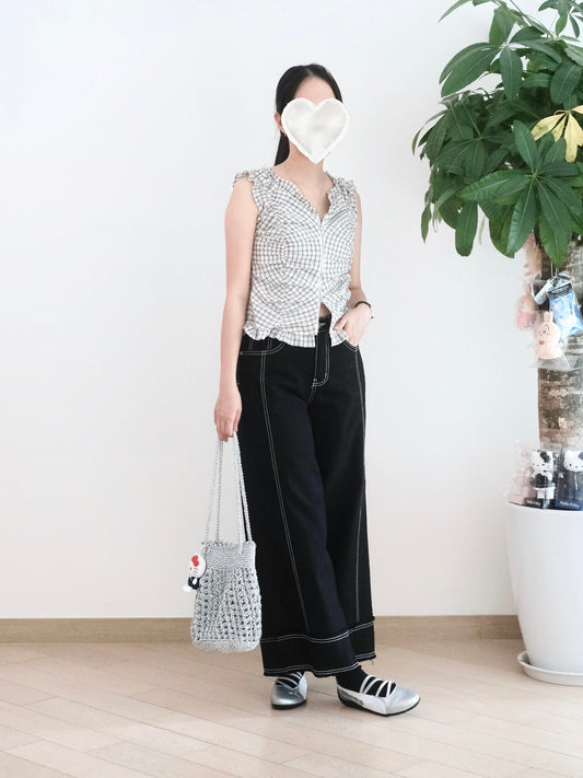 Moci 明線蘇蘇闊筒扯布褲