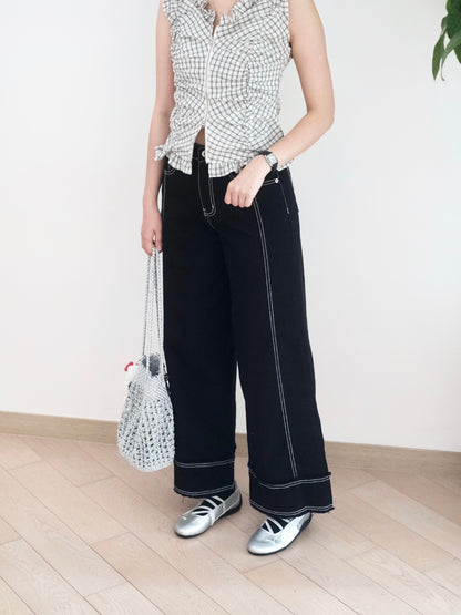 Moci 明線蘇蘇闊筒扯布褲