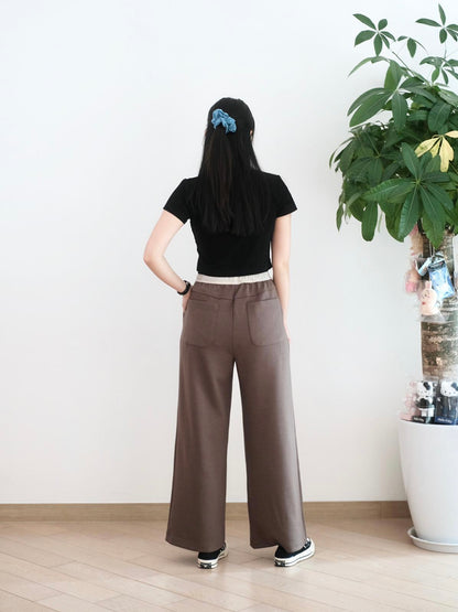 Moci 拼邊闊腳休閑褲