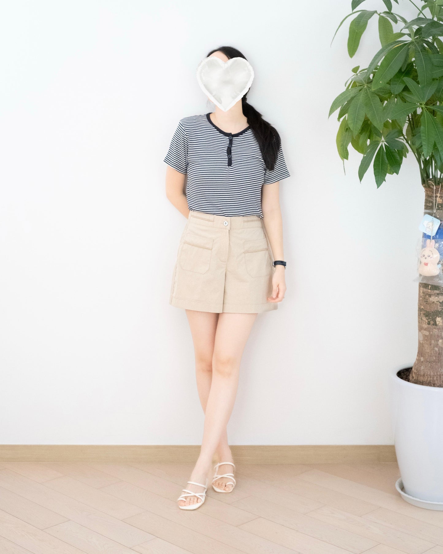 Moci 麻繩口袋牛仔短褲