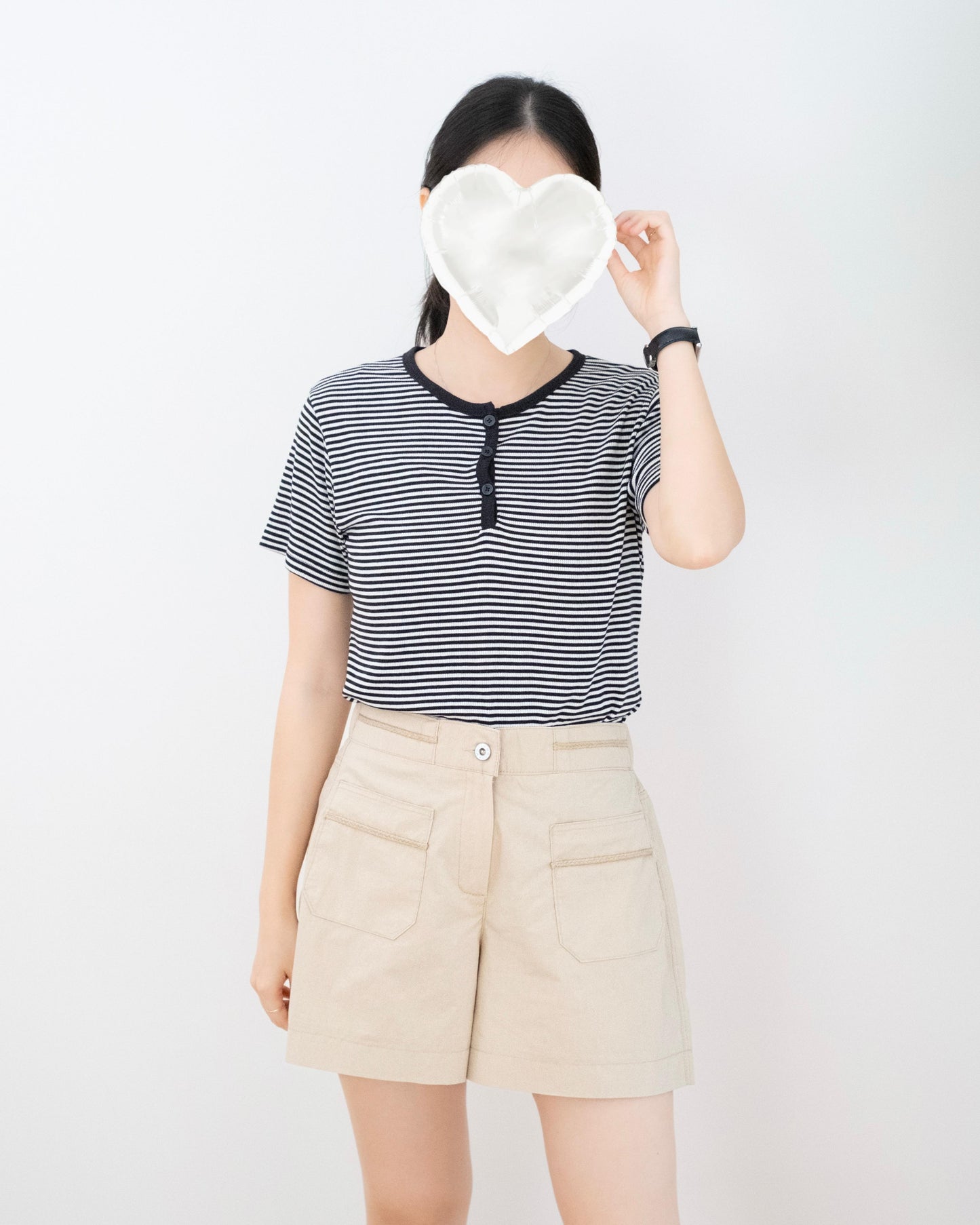 Moci 麻繩口袋牛仔短褲