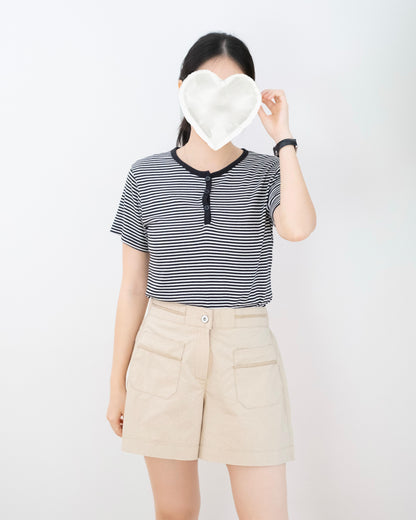 Moci 麻繩口袋牛仔短褲