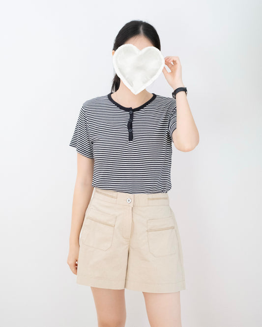 Moci 麻繩口袋牛仔短褲