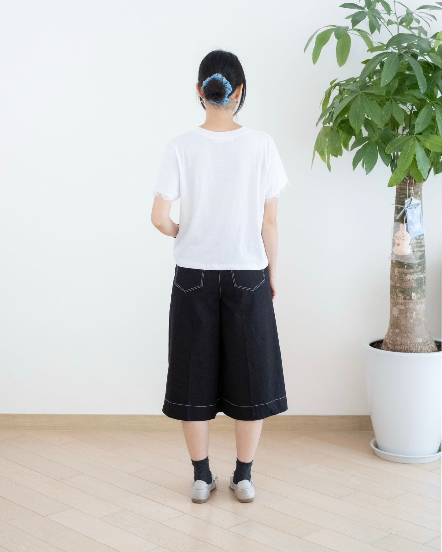 Moci 七分闊腳扯布褲