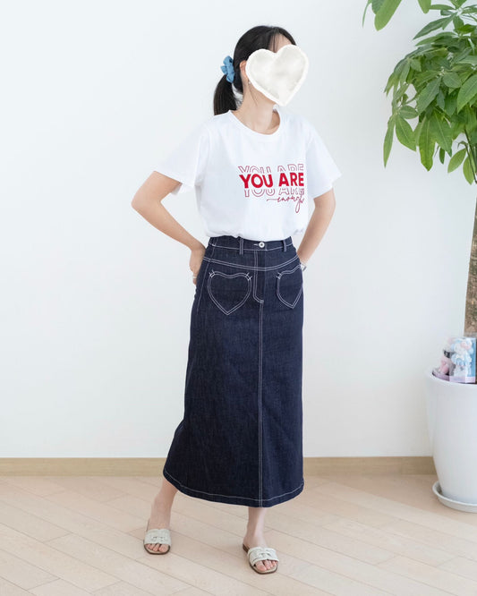 Moci 心心牛仔中長裙