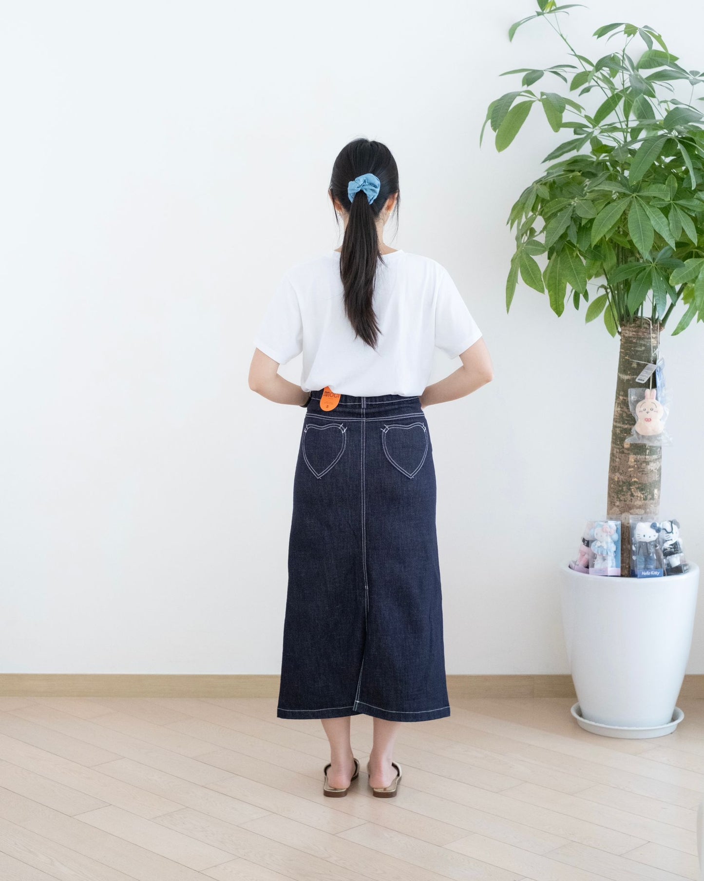 Moci 心心牛仔中長裙
