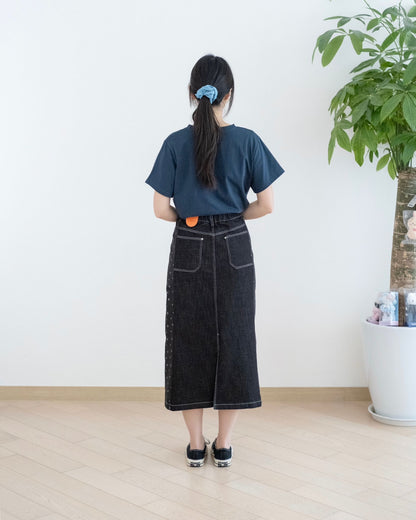 Moci 心心pattern牛仔中長裙