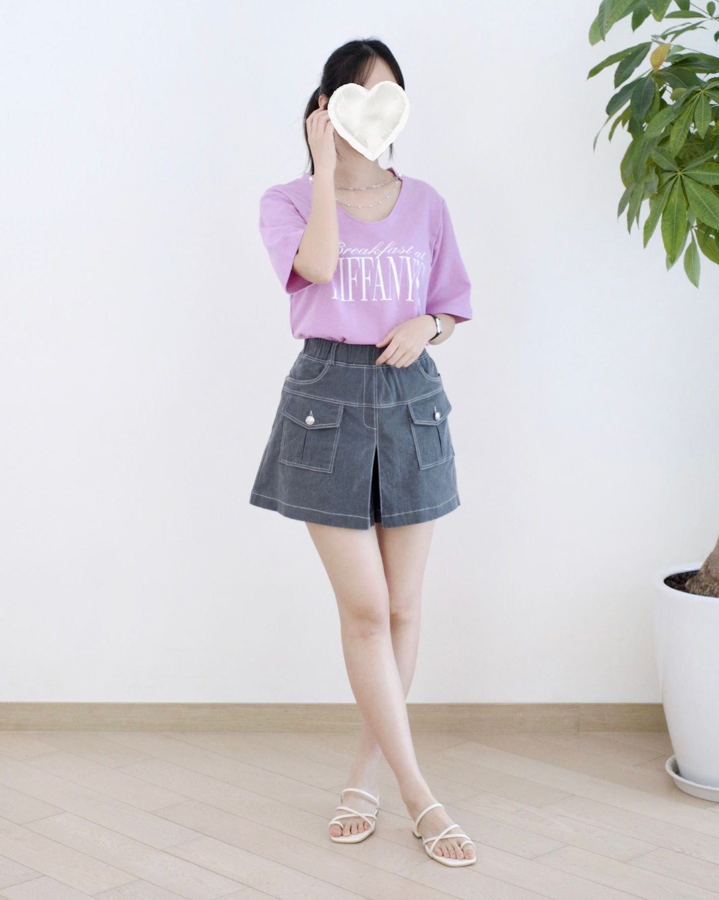 Moci 口袋鈕扣短裙褲