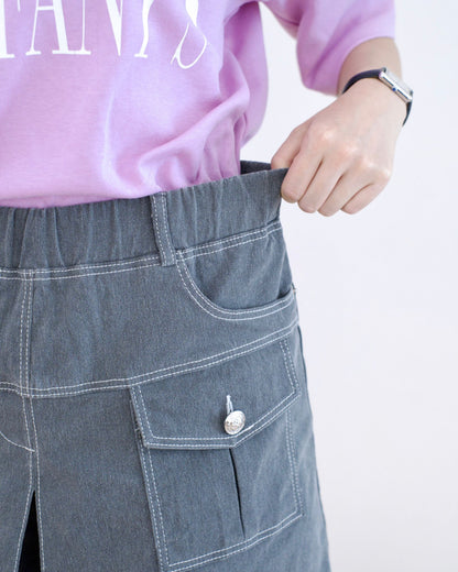 Moci 口袋鈕扣短裙褲