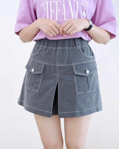 Moci 口袋鈕扣短裙褲