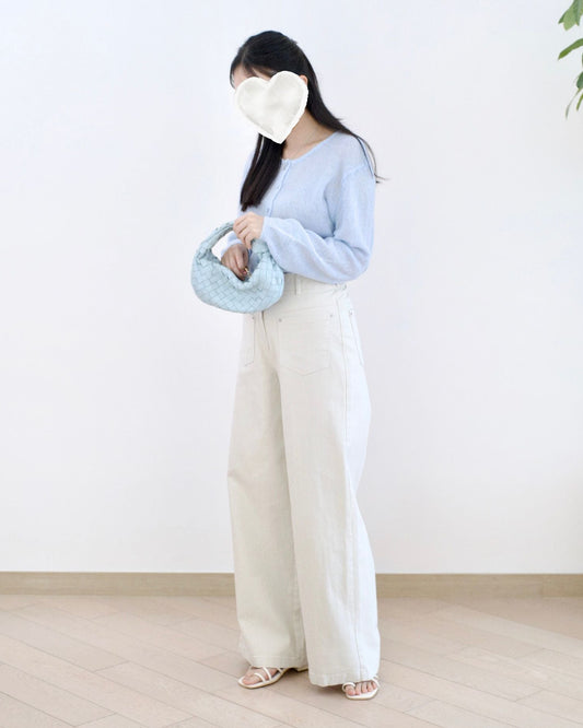 Moci 小V腰線闊筒扯布褲