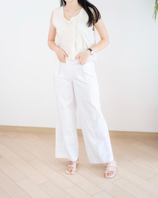 Moci 口袋闊筒扯布褲