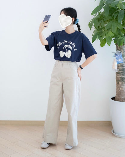 Moci 兩側通花邊闊褲