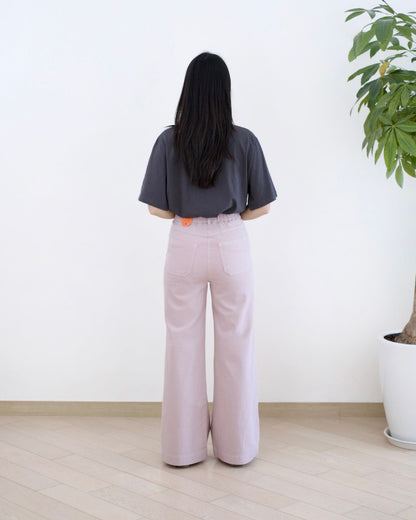 Moci 花布併珍珠闊腳扯布褲