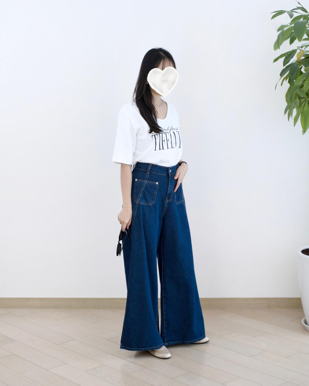 Moci 高腰闊筒牛仔褲