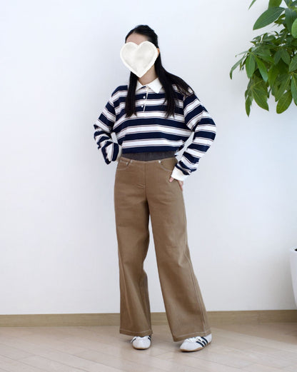Moci 全橡筋闊筒扯布褲︎
