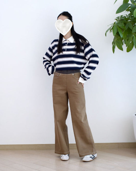 Moci 全橡筋闊筒扯布褲︎