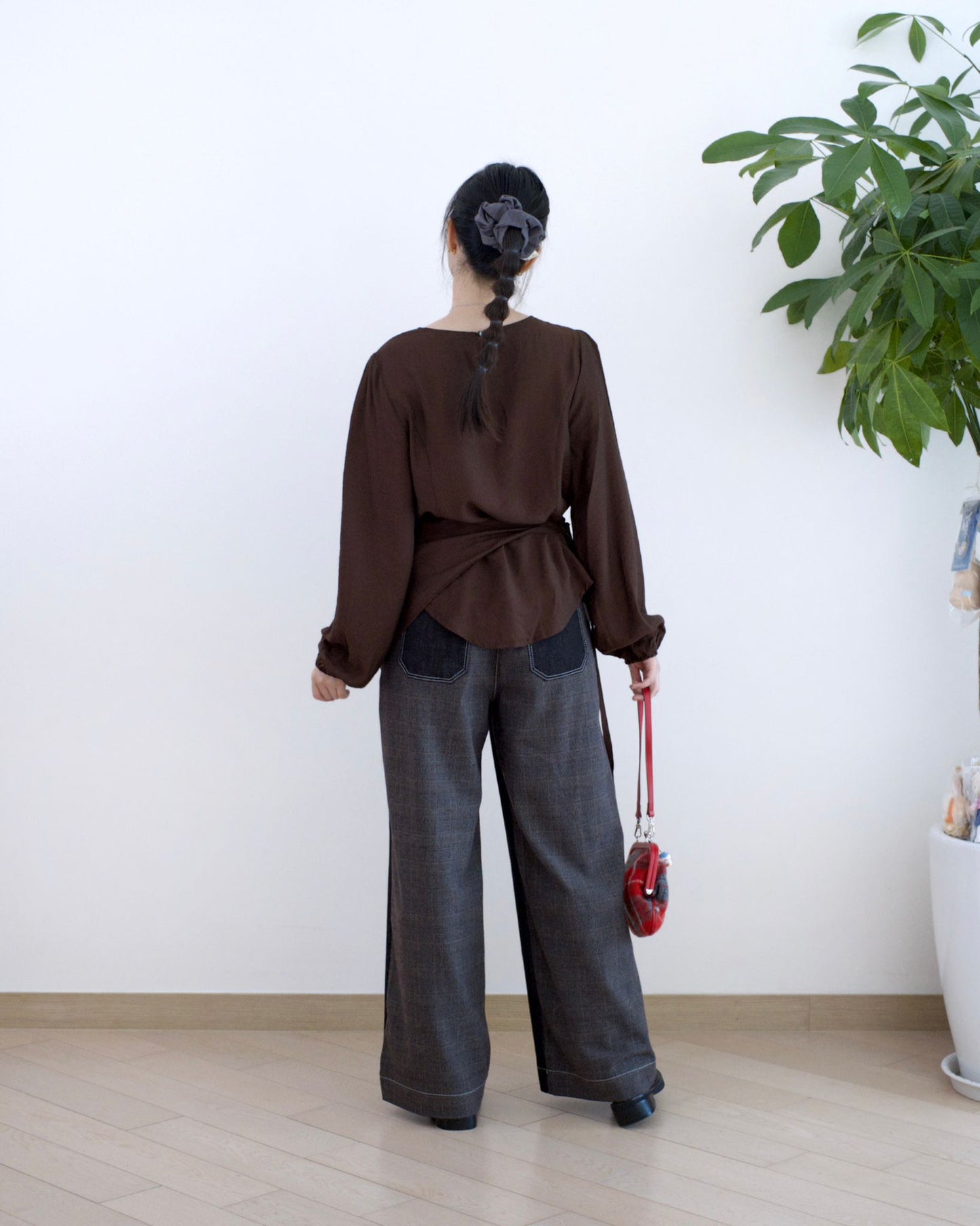 Moci 拼格仔布牛仔褲